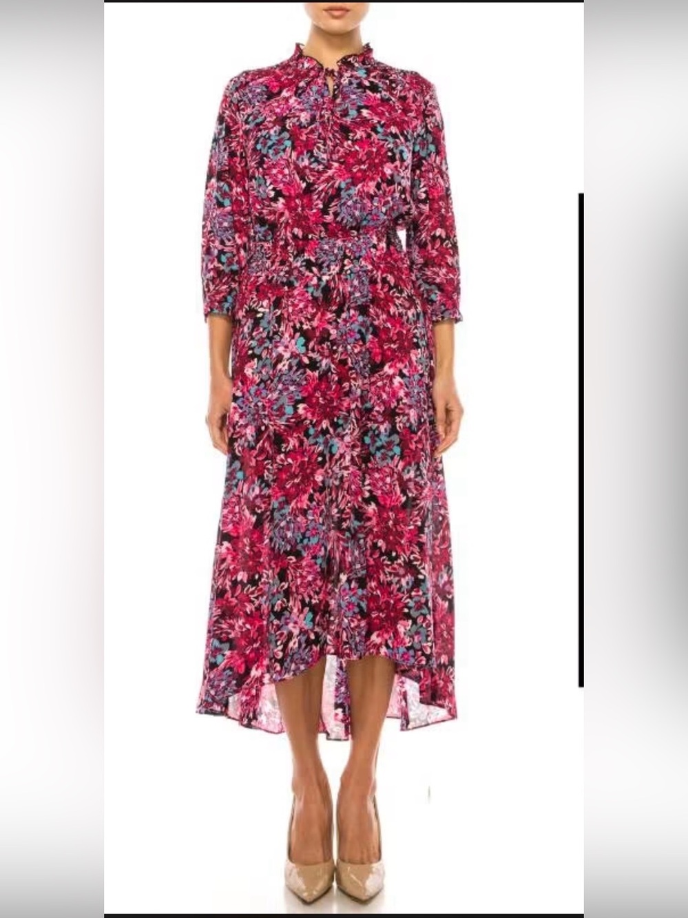 Nanette lepore Floral Pink High-Low Midi Dress size 4